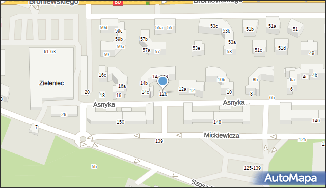 Toruń, Asnyka Adama, 12b, mapa Torunia