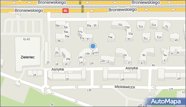 Toruń, Asnyka Adama, 14, mapa Torunia