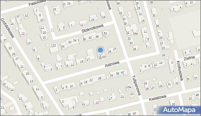 Toruń, Astrowa, 21, mapa Torunia