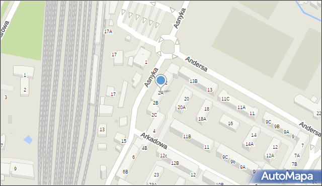Tychy, Asnyka Adama, 2A, mapa Tychów