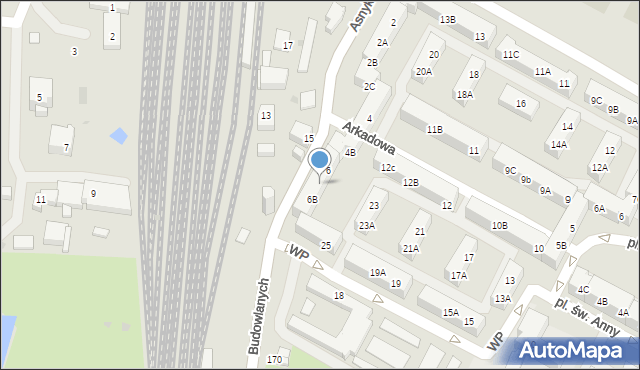 Tychy, Asnyka Adama, 6A, mapa Tych&oacute;w