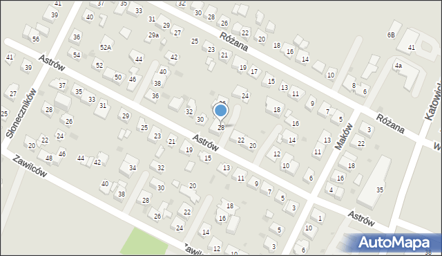 Tychy, Astrów, 28, mapa Tychów