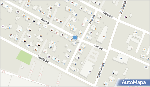 Tychy, Astrów, 3, mapa Tychów