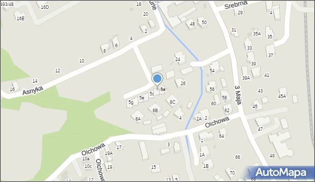 Ustroń, Asnyka Adama, 5b, mapa Ustroń