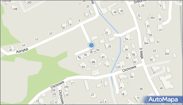 Ustroń, Asnyka Adama, 5c, mapa Ustroń