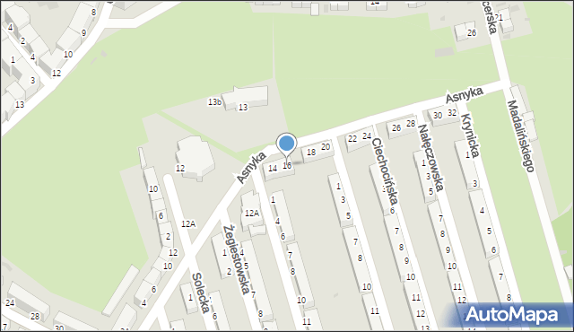 Wałbrzych, Asnyka Adama, 16, mapa Wałbrzycha