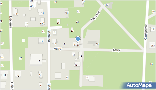 Warszawa, Astry, 11, mapa Warszawy