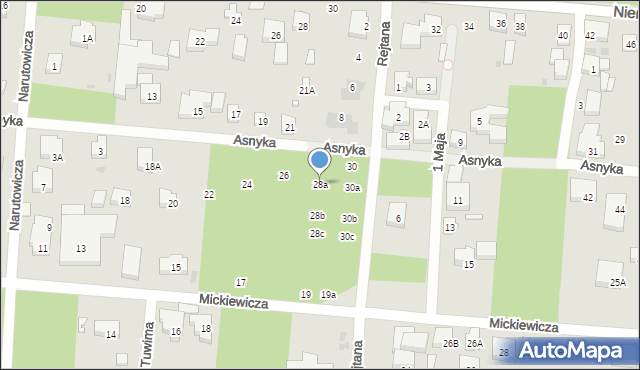 Warszawa, Asnyka Adama, 28a, mapa Warszawy