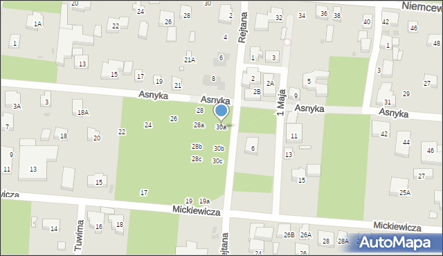 Warszawa, Asnyka Adama, 30a, mapa Warszawy