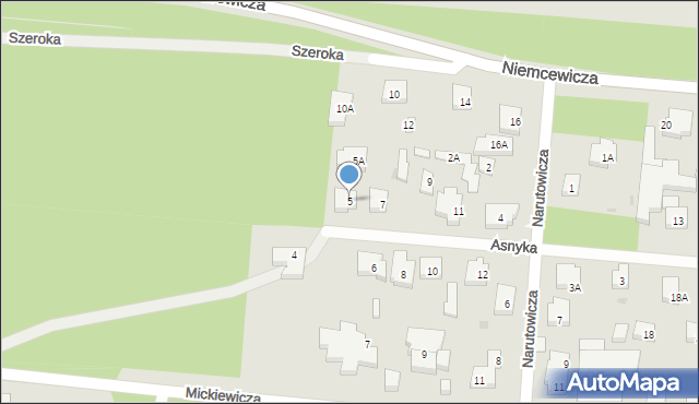 Warszawa, Asnyka Adama, 5, mapa Warszawy