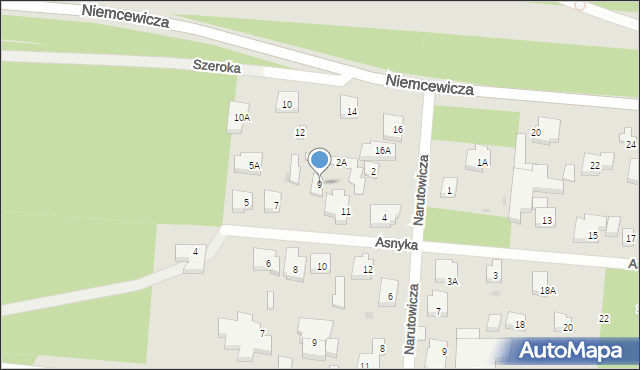 Warszawa, Asnyka Adama, 9, mapa Warszawy