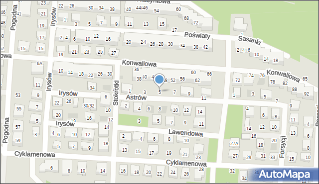 Warszawa, Astrów, 5, mapa Warszawy
