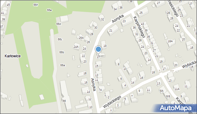 Wrocław, Asnyka Adama, 17, mapa Wrocławia