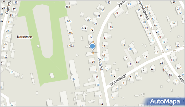 Wrocław, Asnyka Adama, 18, mapa Wrocławia