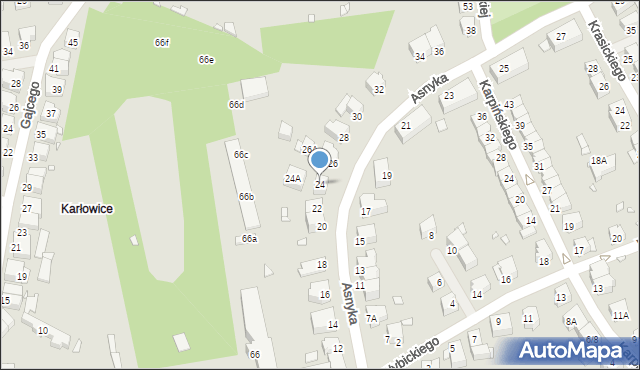 Wrocław, Asnyka Adama, 24, mapa Wrocławia