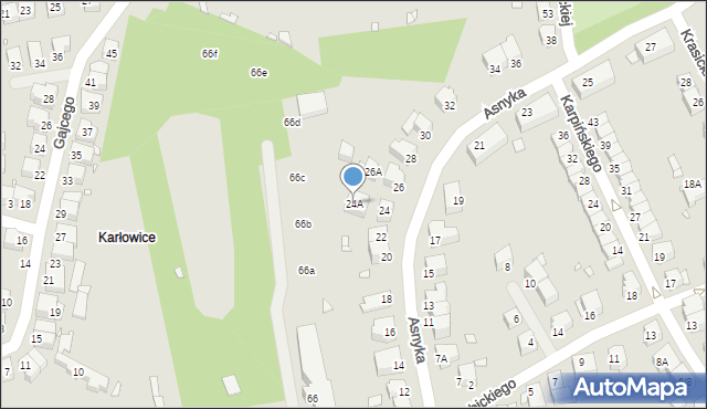 Wrocław, Asnyka Adama, 24A, mapa Wrocławia