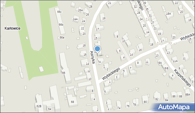 Wrocław, Asnyka Adama, 9, mapa Wrocławia