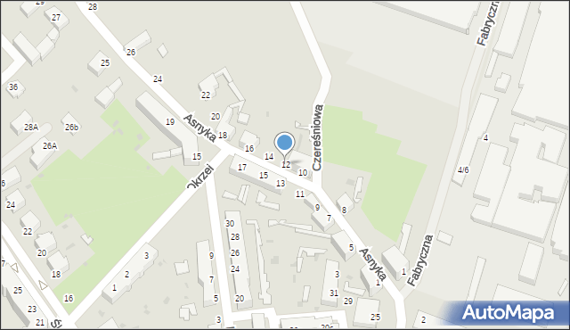 Żagań, Asnyka Adama, 12, mapa Żagań