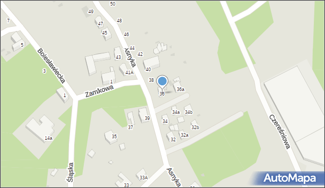 Żagań, Asnyka Adama, 36, mapa Żagań