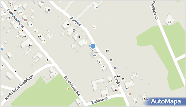 Żagań, Asnyka Adama, 49a, mapa Żagań