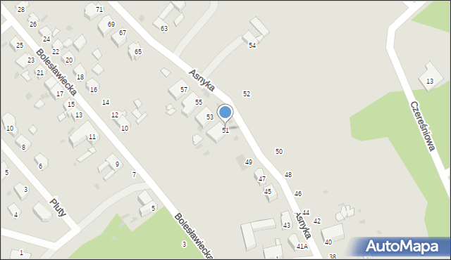Żagań, Asnyka Adama, 51, mapa Żagań