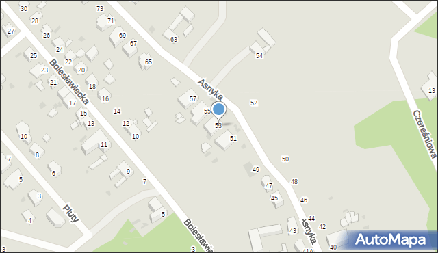 Żagań, Asnyka Adama, 53, mapa Żagań