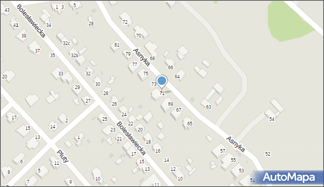 Żagań, Asnyka Adama, 71, mapa Żagań