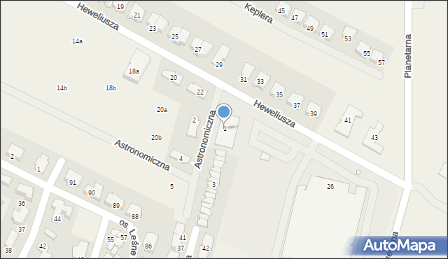 Zalasewo, Astronomiczna, 1, mapa Zalasewo