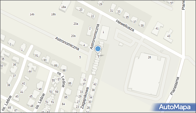 Zalasewo, Astronomiczna, 3, mapa Zalasewo
