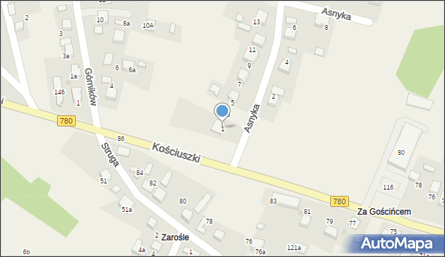 Żarki, Asnyka Adama, 1, mapa Żarki