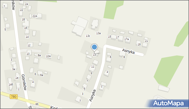 Żarki, Asnyka Adama, 13, mapa Żarki