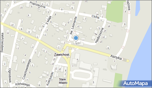 Zawichost, Asnyka Adama, 3, mapa Zawichost