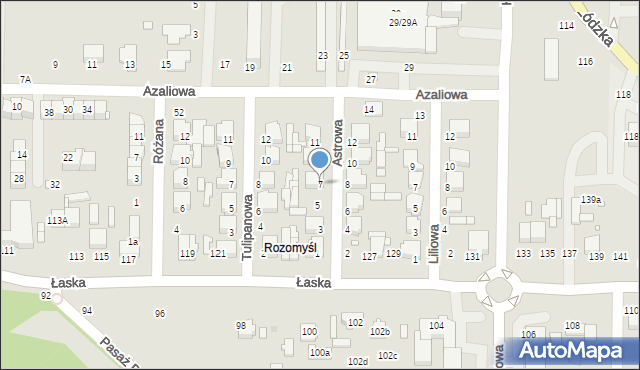 Zduńska Wola, Astrowa, 7, mapa Zduńska Wola