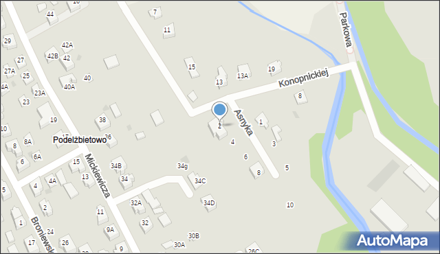 Żukowo, Asnyka Adama, 2, mapa Żukowo