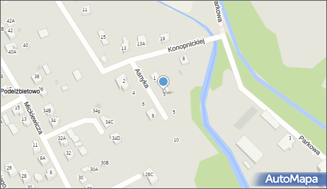 Żukowo, Asnyka Adama, 3, mapa Żukowo