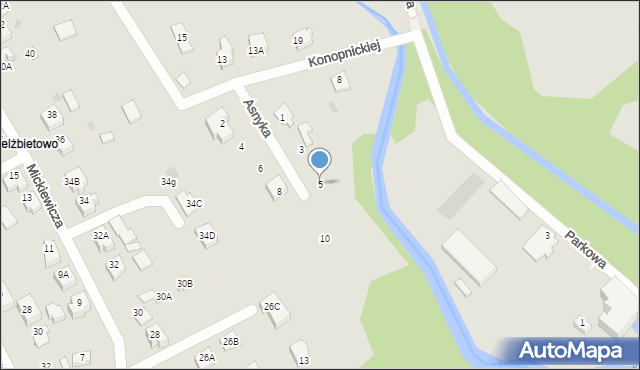 Żukowo, Asnyka Adama, 5, mapa Żukowo