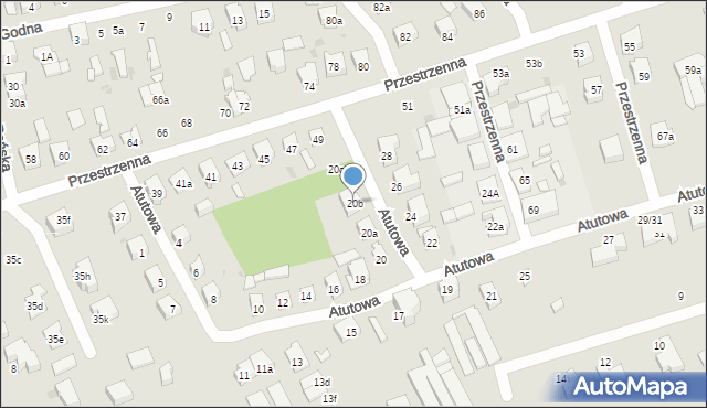 Łódź, Atutowa, 20b, mapa Łodzi