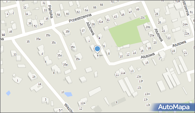 Łódź, Atutowa, 7, mapa Łodzi