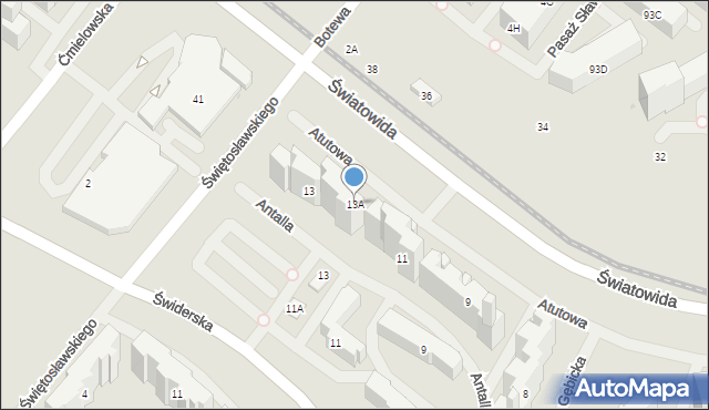 Warszawa, Atutowa, 13A, mapa Warszawy