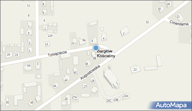 Bargłów Kościelny, Augustowska, 36A, mapa Bargłów Kościelny