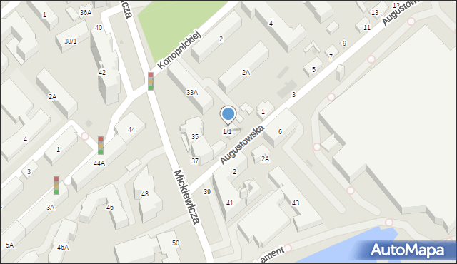 Białystok, Augustowska, 1/1, mapa Białegostoku