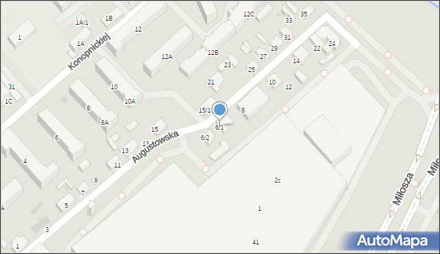 Białystok, Augustowska, 6/1, mapa Białegostoku