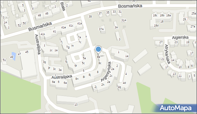 Gdynia, Australijska, 8a, mapa Gdyni