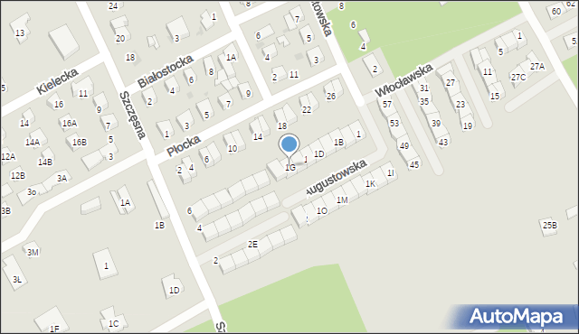 Grodzisk Mazowiecki, Augustowska, 1G, mapa Grodzisk Mazowiecki
