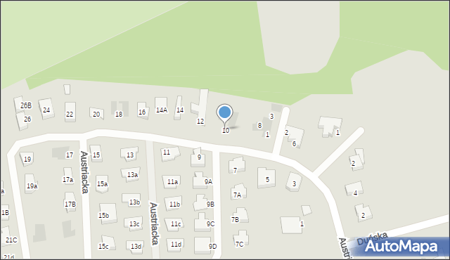 Koszalin, Austriacka, 10, mapa Koszalina