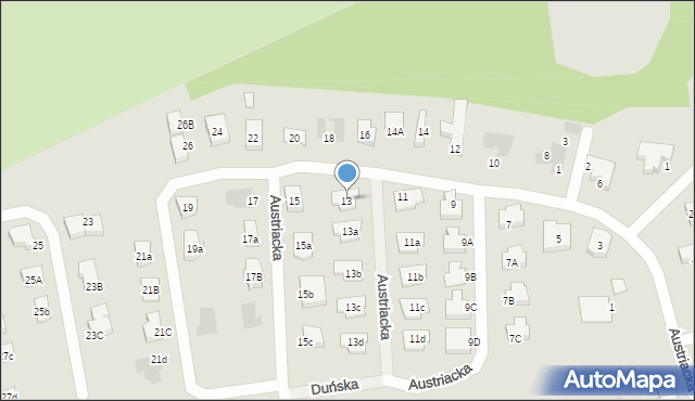 Koszalin, Austriacka, 13, mapa Koszalina