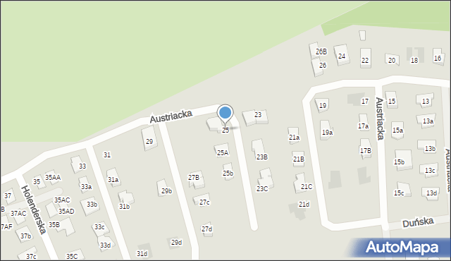 Koszalin, Austriacka, 25, mapa Koszalina