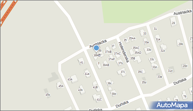 Koszalin, Austriacka, 39AD, mapa Koszalina