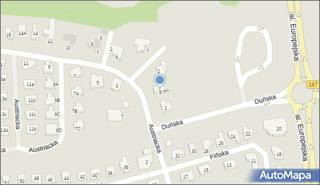 Koszalin, Austriacka, 4, mapa Koszalina