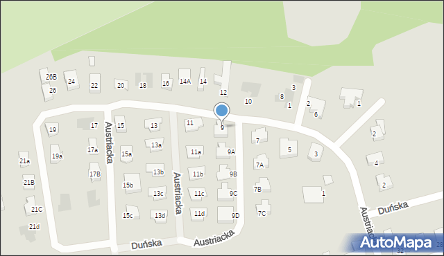 Koszalin, Austriacka, 9, mapa Koszalina